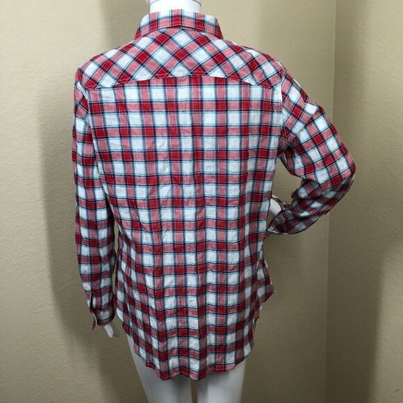 Sandra Ingush Plaid Crinkled Button Down (A7) - Picture 2 of 5